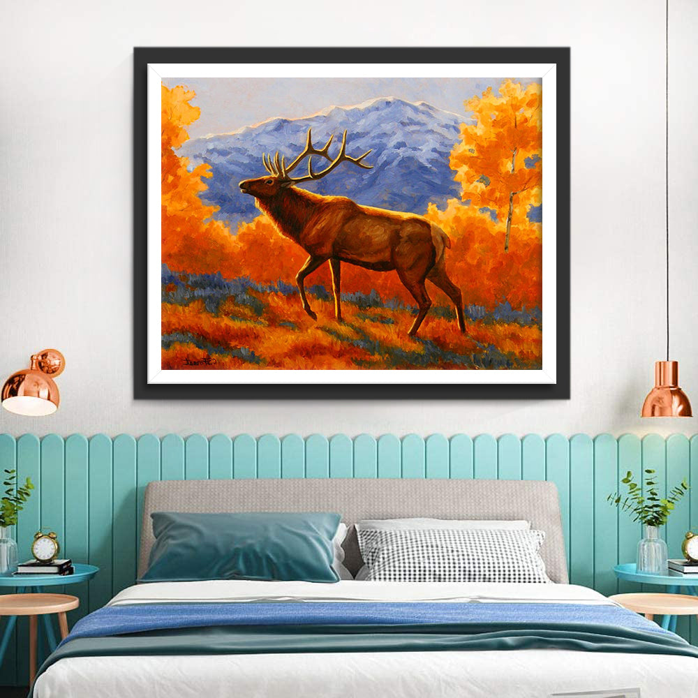 Reindeer and Autumn Leaves Diamond Painting