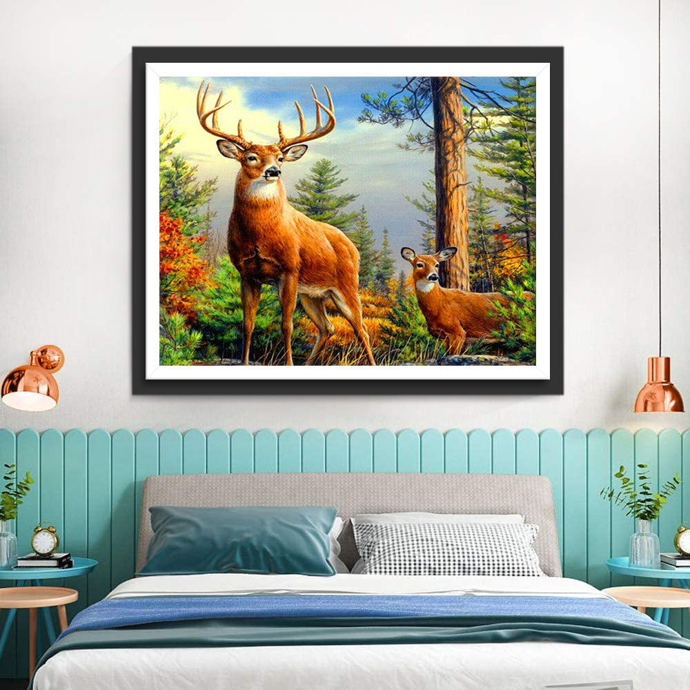 Deer and His Fawn Diamond Painting