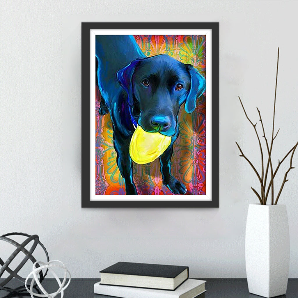 Labrador holding a Frisbee Diamond Painting