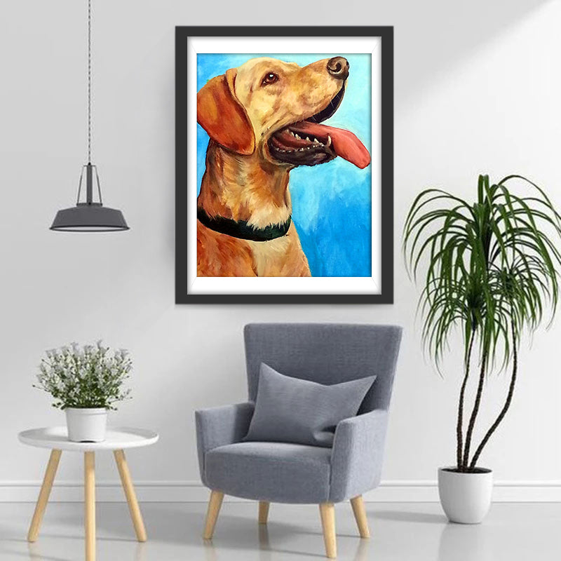 Yellow Lab Profile on Blue Diamond Painting