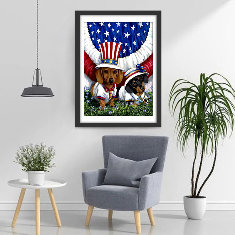 Dachshund Dogs in the United States Diamond Painting