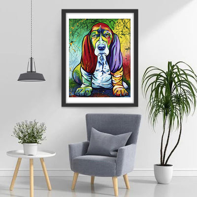 Colorful Basset Hound Dog Diamond Painting