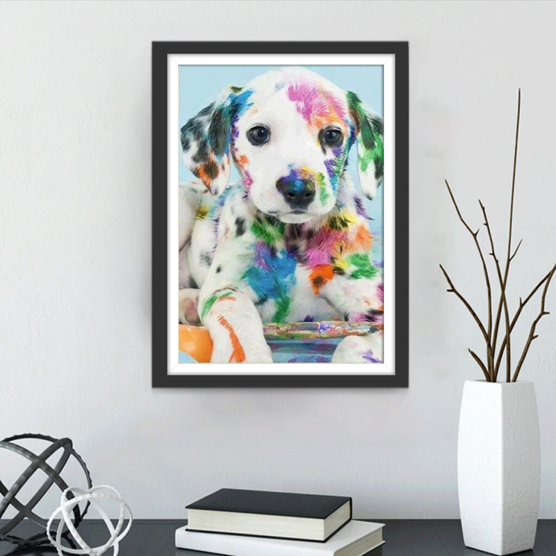 Dalmatian Puppy with Color Spots Diamond Painting