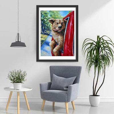 Funny Dog Blowing in the Wind Diamond Painting