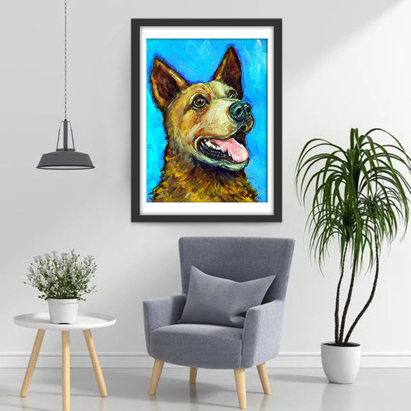 Orange Dog Sticking Out Tongue Diamond Painting