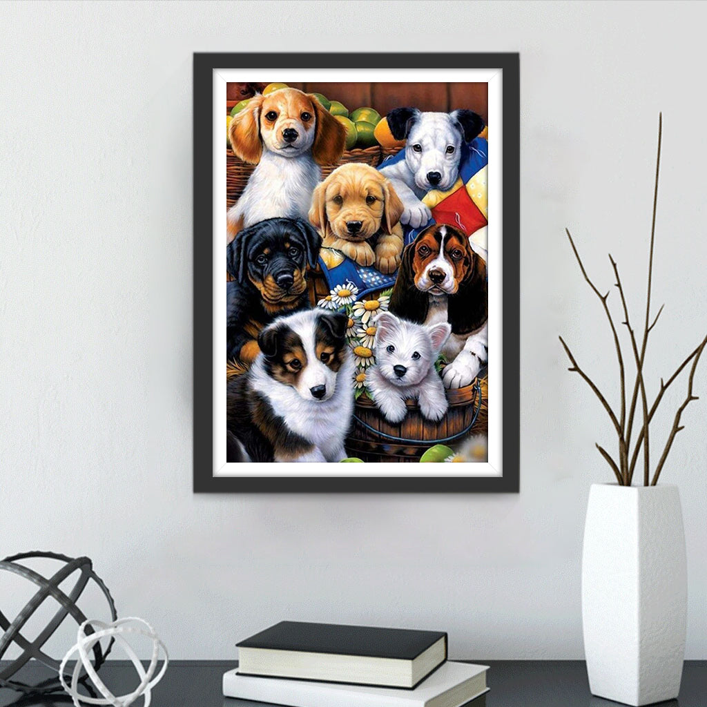 Seven Little Dogs Diamond Painting