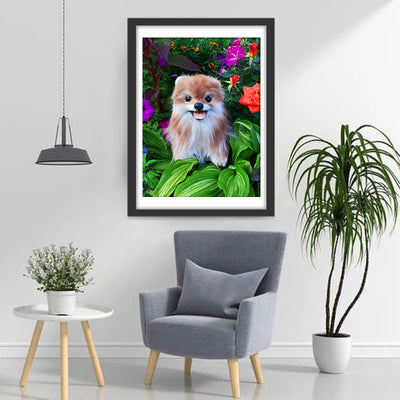 Cute Red and White Dog Diamond Painting