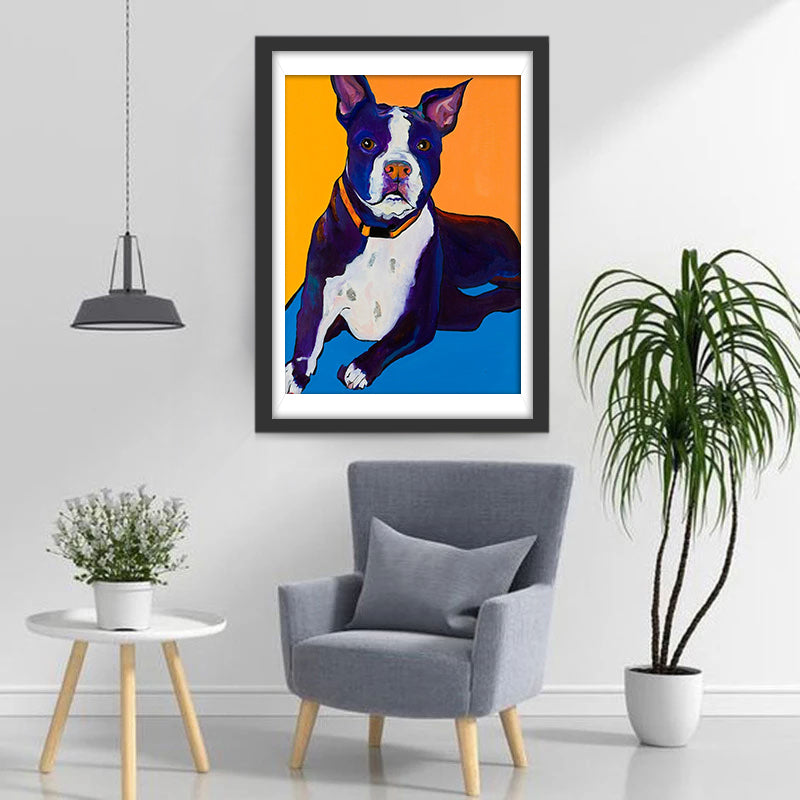 Robust Dog White & Black Diamond Painting