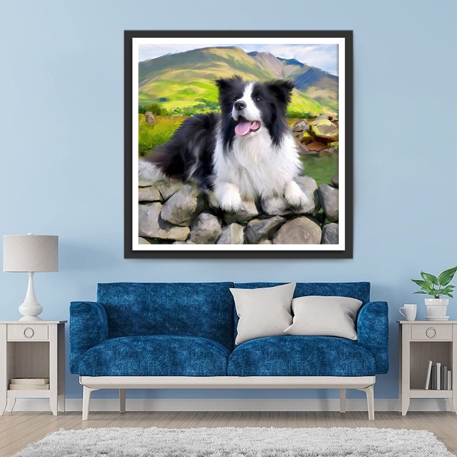 Border Collie Dog and Mountain Diamond Painting