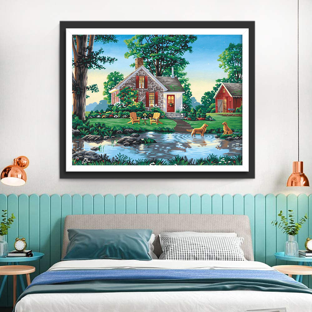 Houses and Dogs Diamond Painting