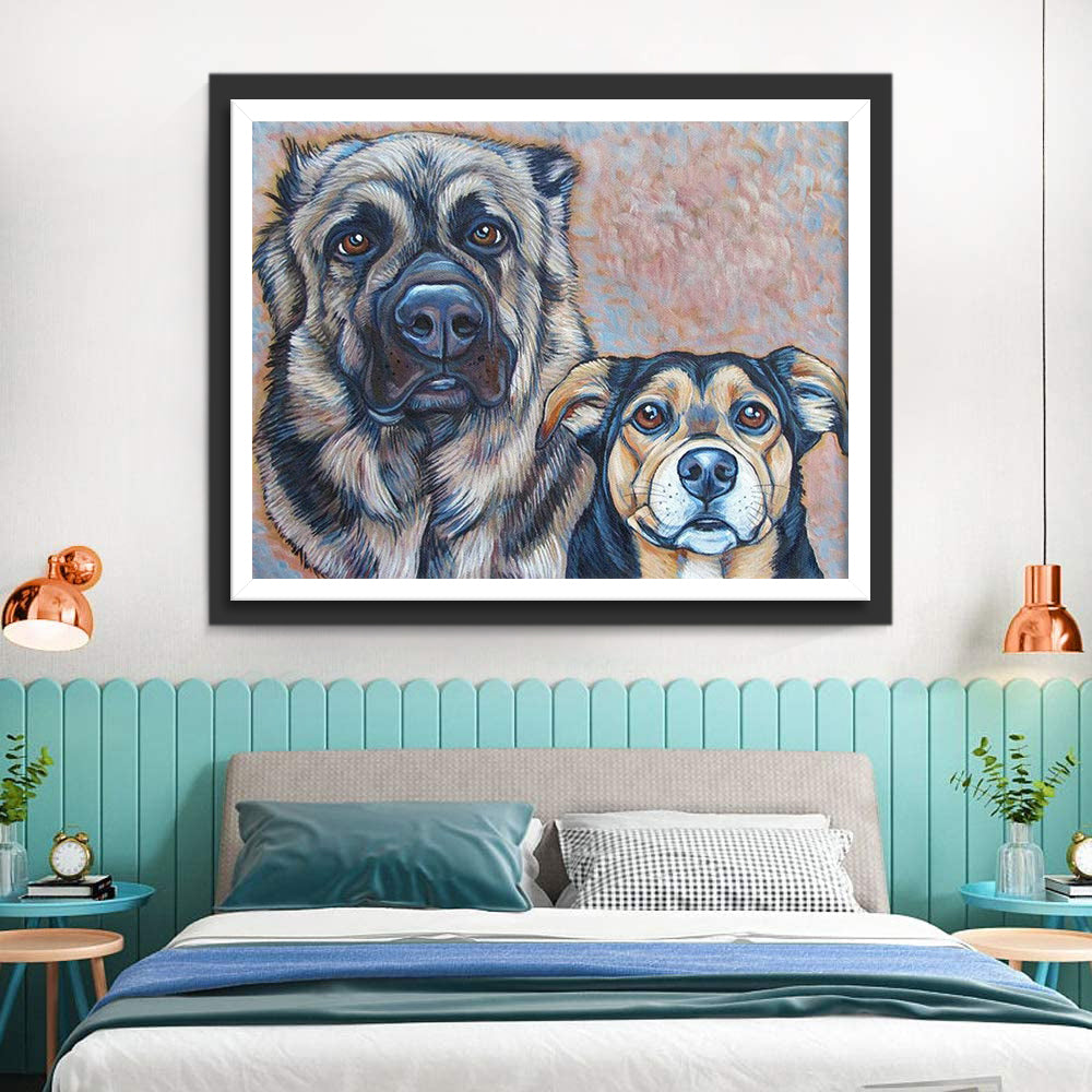 Two Candid Dogs Diamond Painting