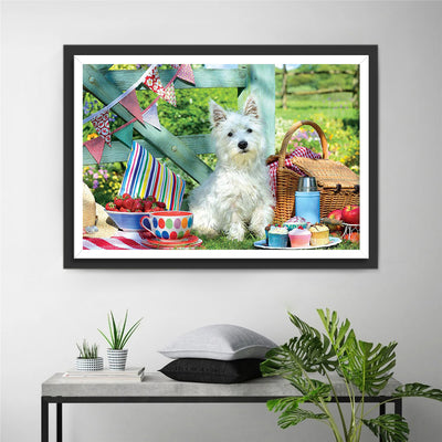 Westie dog on picnic Diamond Painting