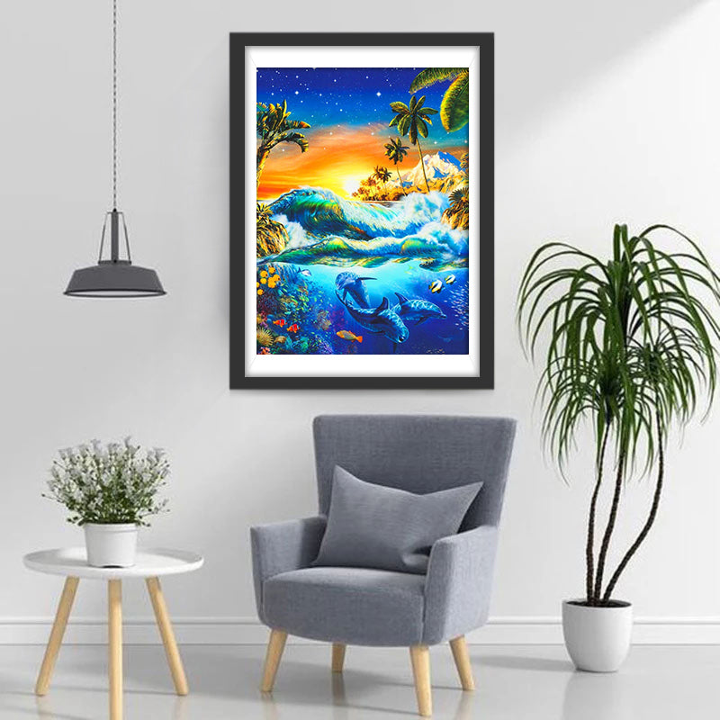 Dolphins and the Late Afternoon Diamond Painting