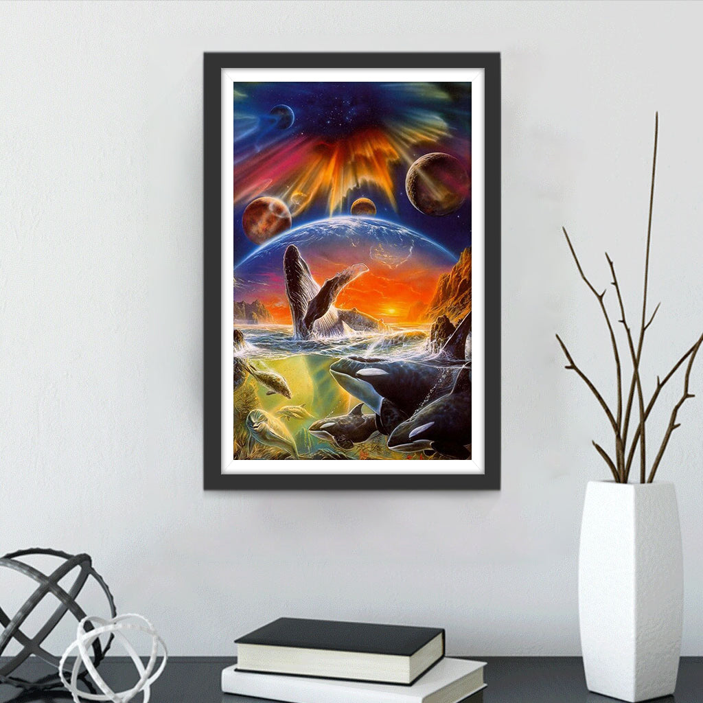 Orcas and the Planets Diamond Painting
