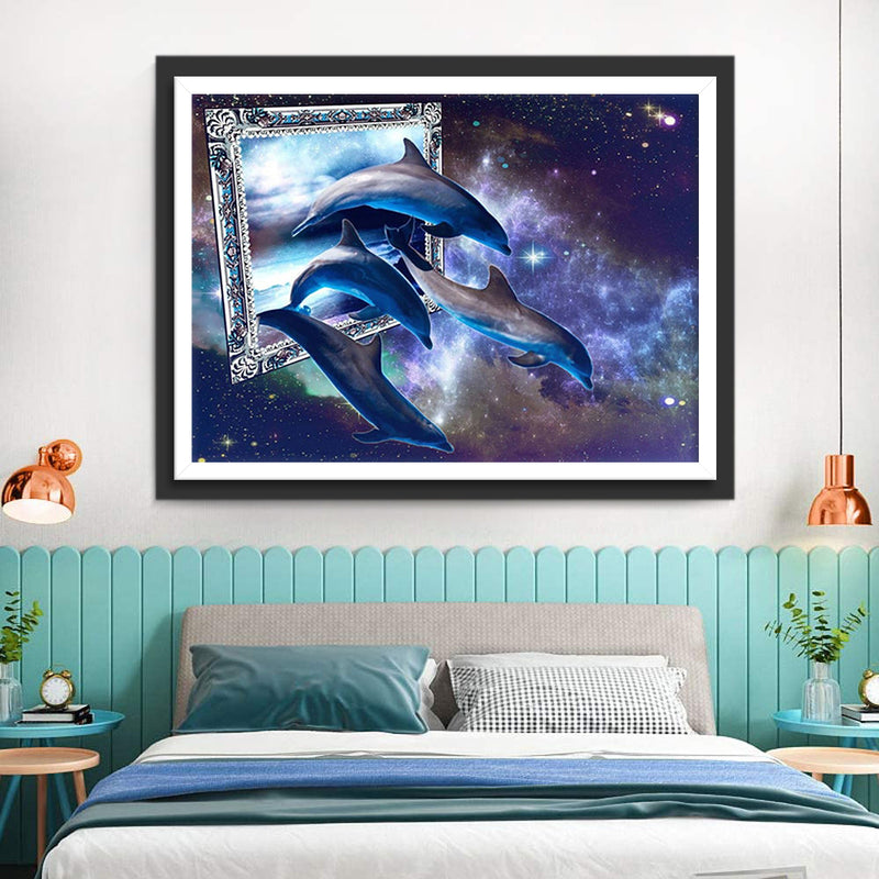 Dolphins and Frame 5D DIY Diamond Painting Kits