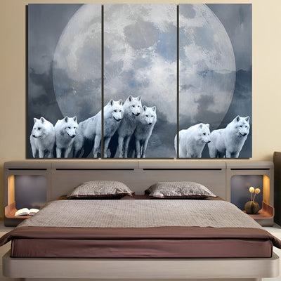 Community of White Wolves and Moon 3 Pack Diamond Painting Kits