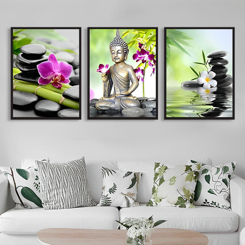 Buddha and Orchids 3 Pack Diamond Painting Kits
