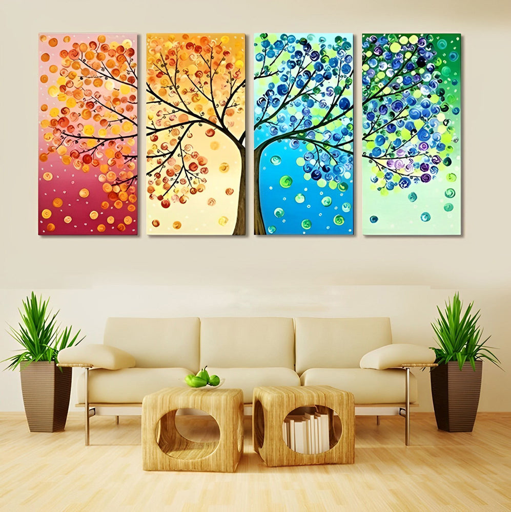 Four Color Tree 4 Pack Diamond Painting