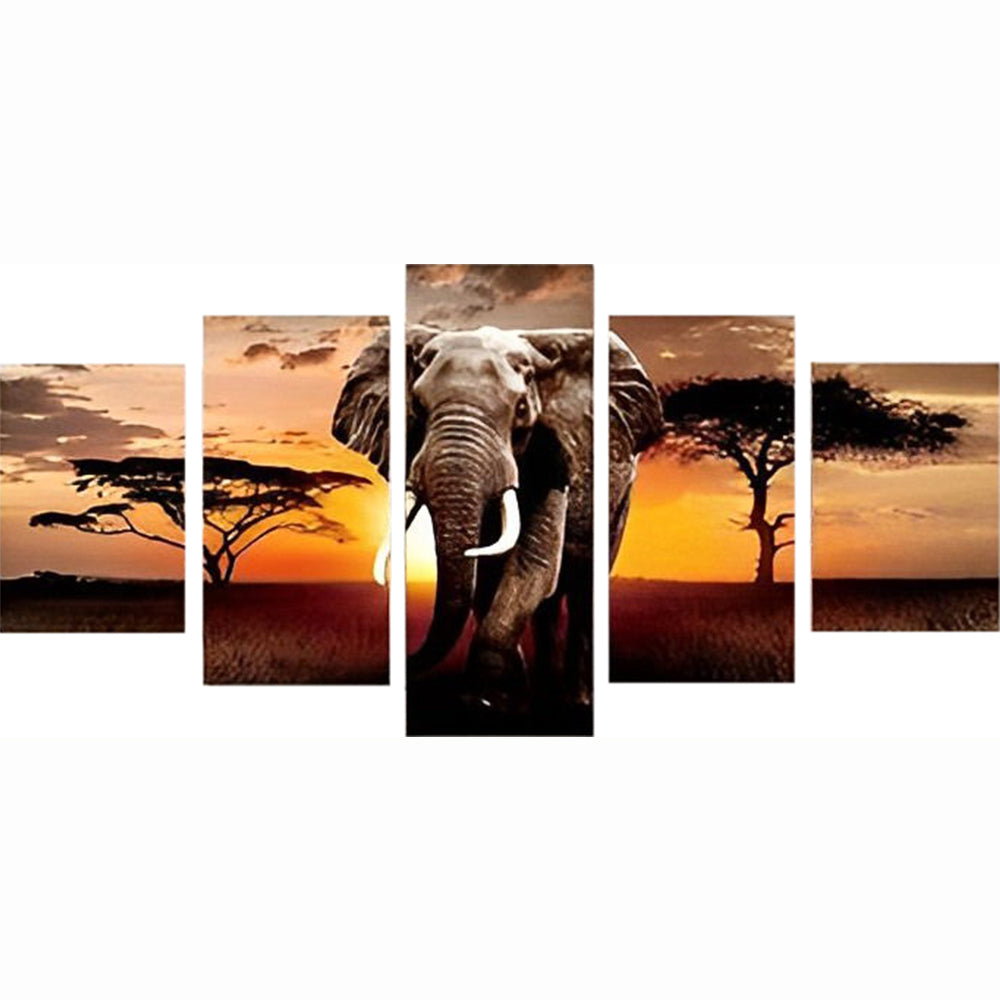 Elephant and the Setting Sun 5 Pack Diamond Painting