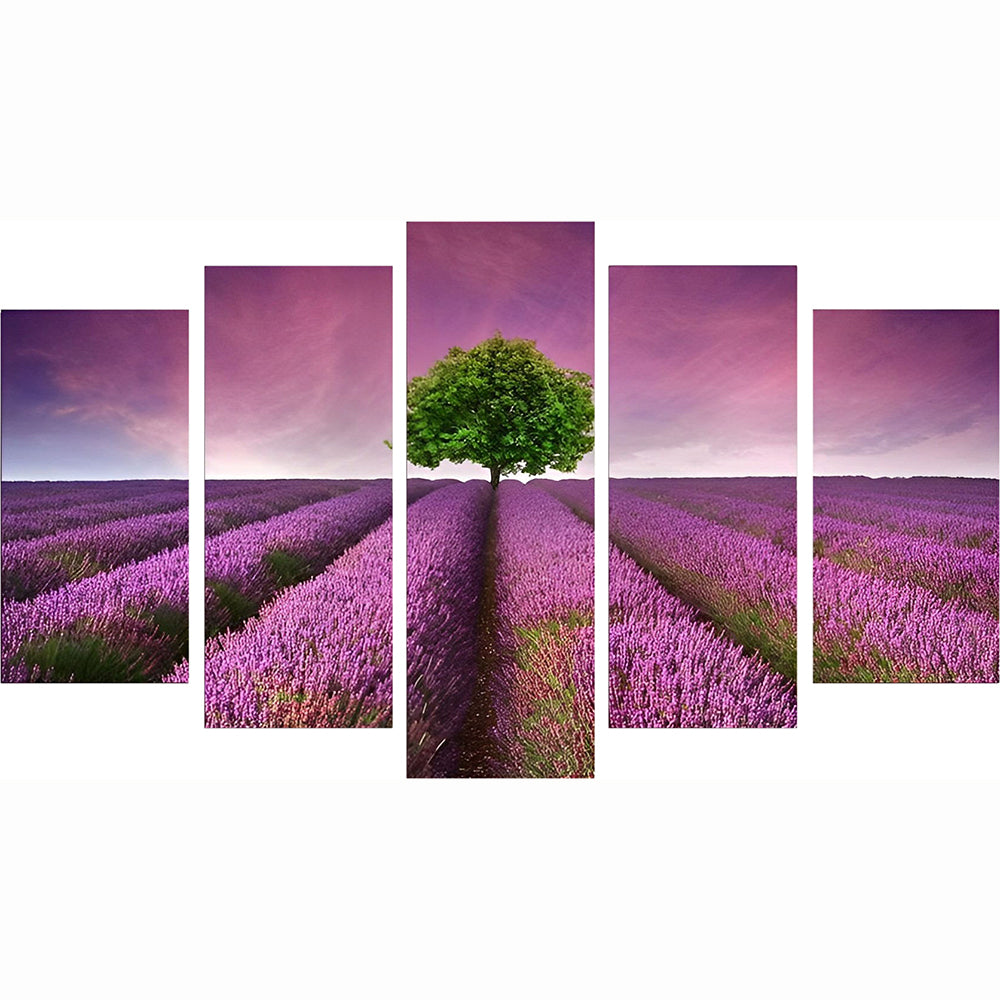 Lavender Fields and Tree 5 Pack Diamond Painting
