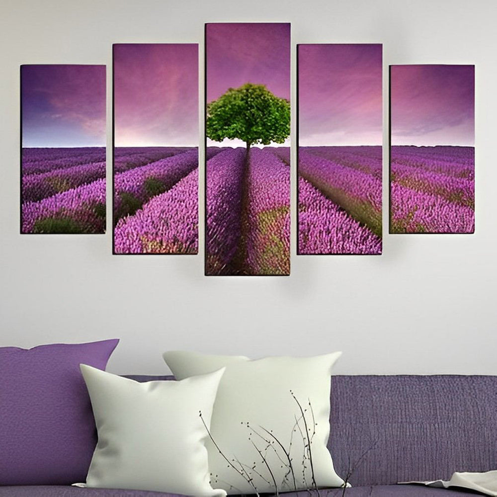 Lavender Fields and Tree 5 Pack Diamond Painting