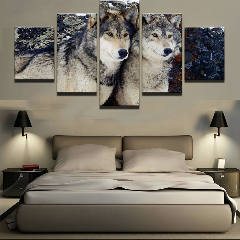 Two Gray Wolves 5 Pack 5D DIY Diamond Painting Kits