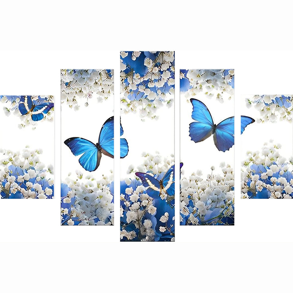 Blue Butterflies and Flowers 5 Pack Diamond Painting