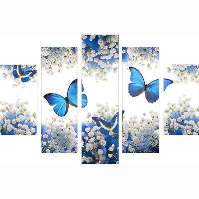 Blue Butterflies and Flowers 5 Pack Diamond Painting