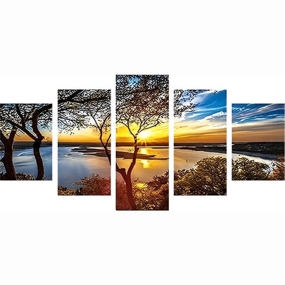 Lake and the Setting Sun 5 Pack 5D DIY Diamond Painting Kits