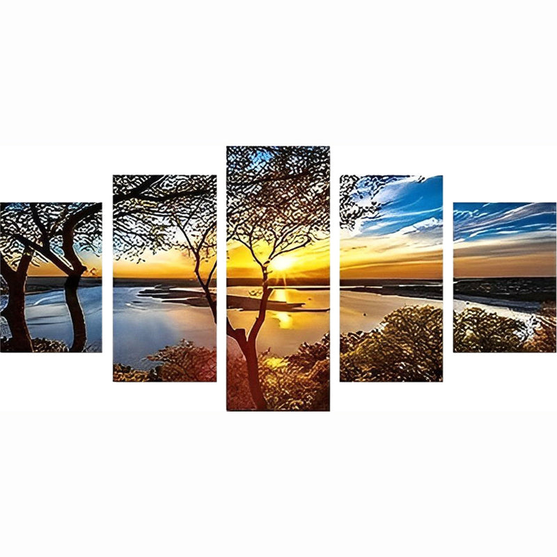 Lake and the Setting Sun 5 Pack 5D DIY Diamond Painting Kits