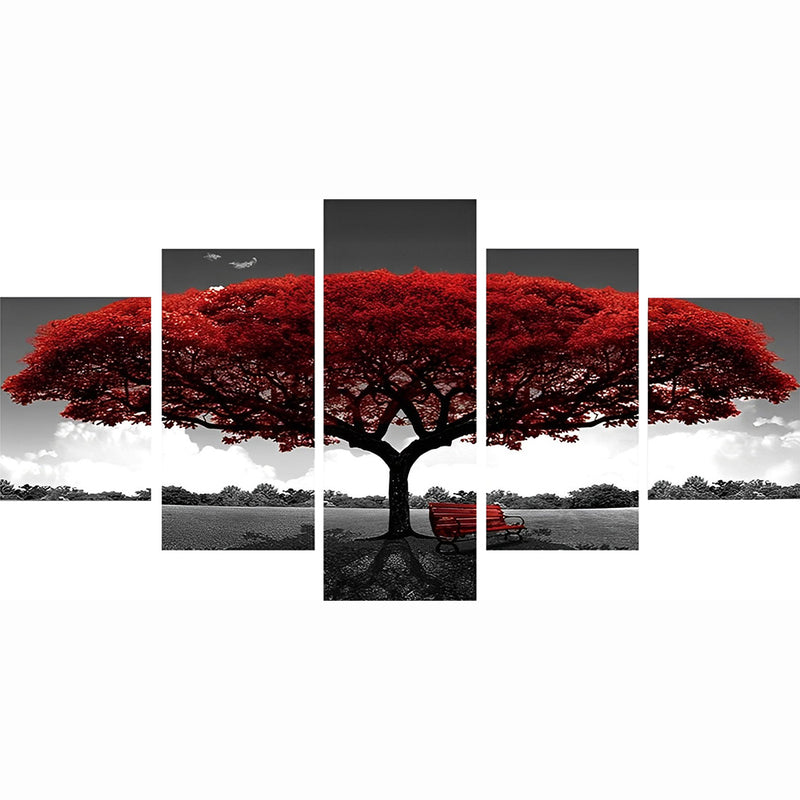 Red Tree and Bench 5 Pack 5D DIY Diamond Painting Kits