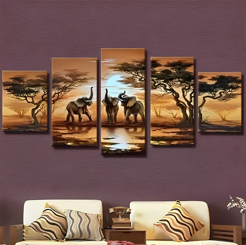 Three Elephants Holding Their Nose 5 Pack Diamond Painting