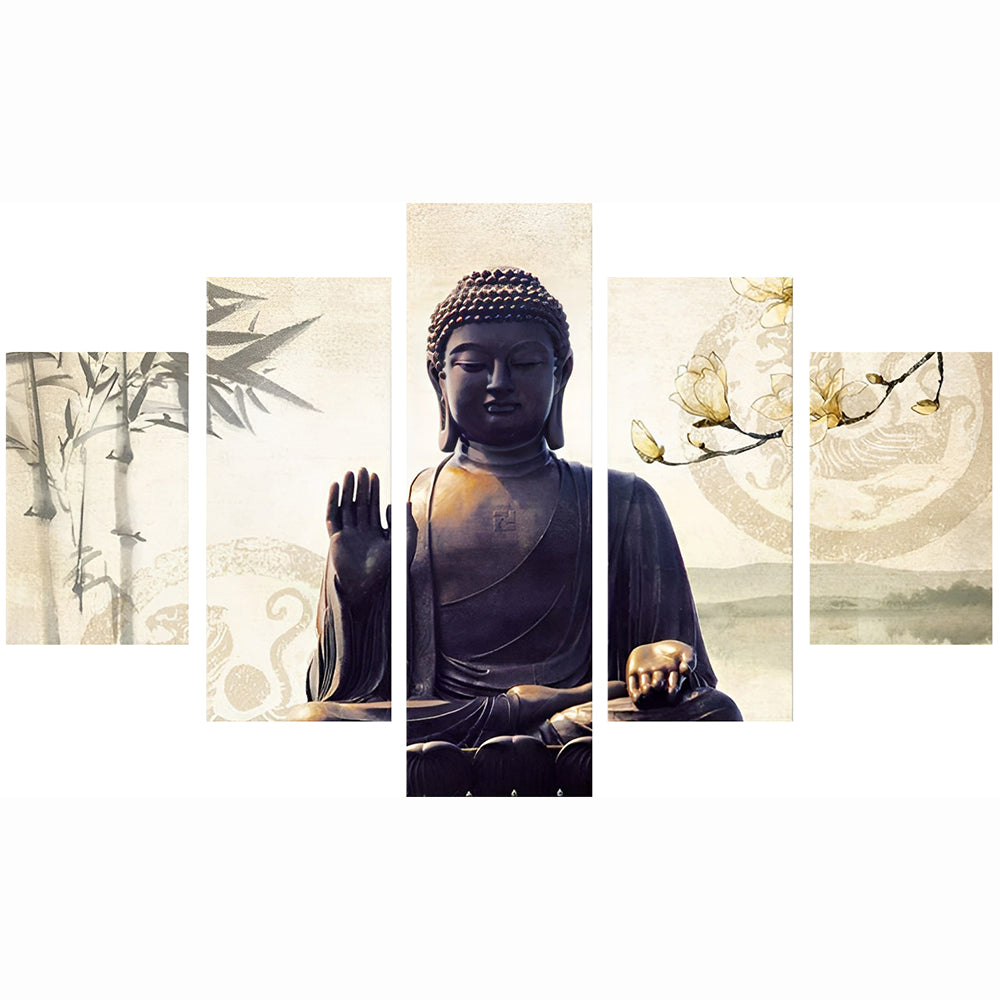 Buddha Statue and Magnolia Yulan 5 Pack Diamond Painting