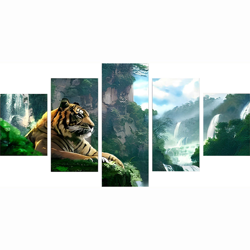 Bengal Tiger & Green Mountain 5 Pack 5D DIY Diamond Painting Kits