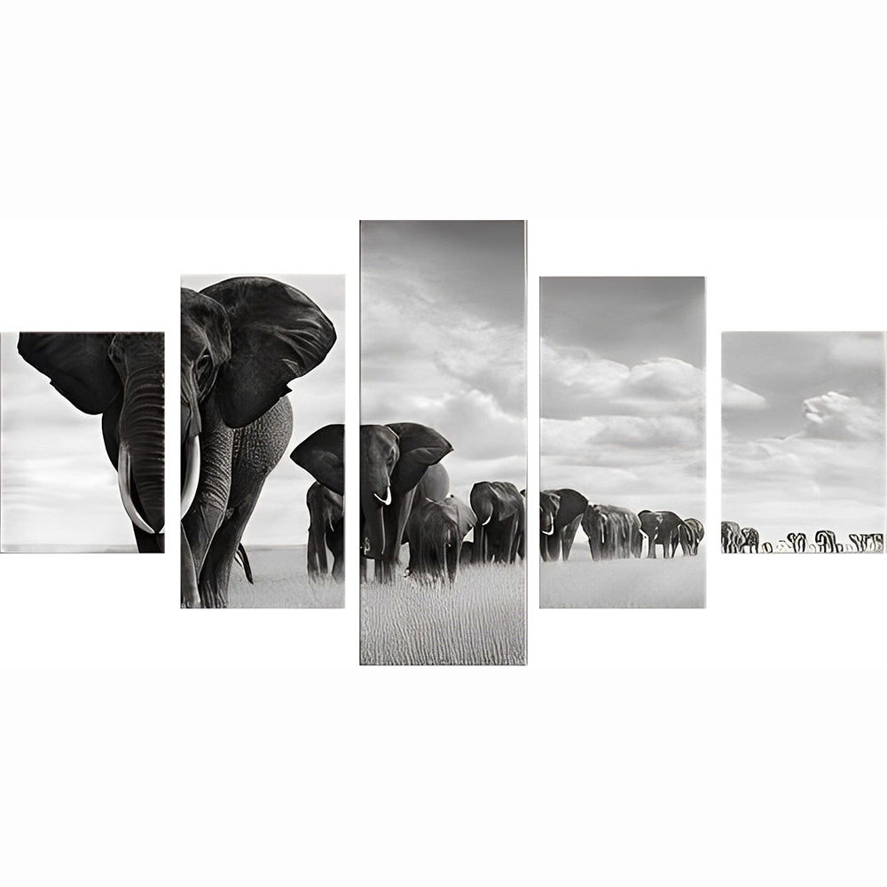 Herds of White and Black Elephants 5 Pack Diamond Painting