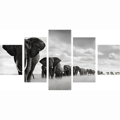 Herds of White and Black Elephants5 Pack Diamond Painting