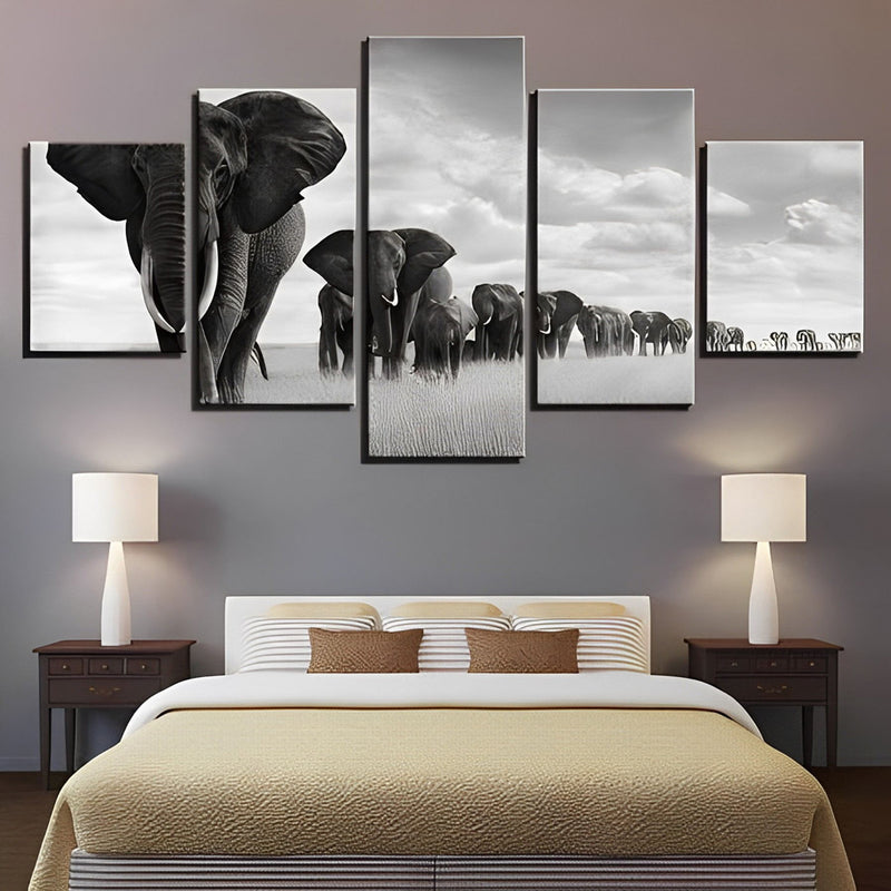 Herds of White and Black Elephants5 Pack Diamond Painting