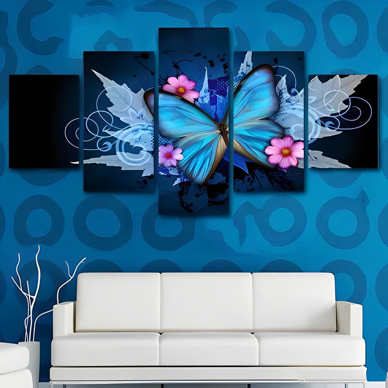 Blue Butterfly and Pink Flowers 5 Pack 5D DIY Diamond Painting Kits