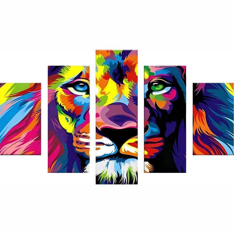 Colored Lion 5 Pack 5D DIY Diamond Painting Kits