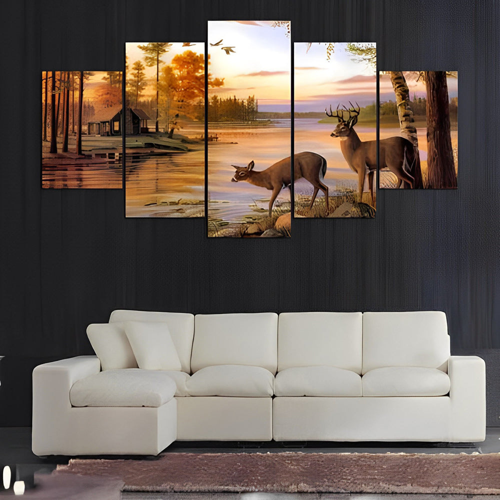 Couple of Deer by the River 5 Pack Diamond Painting