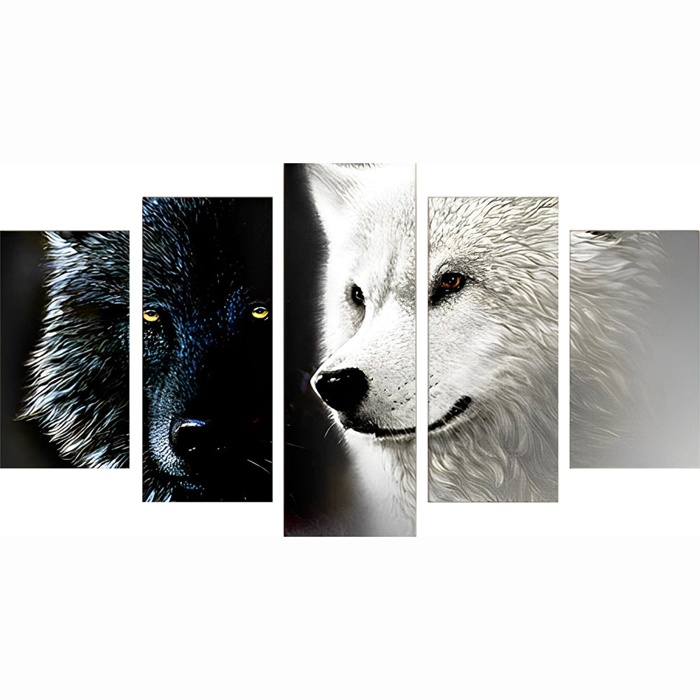 White Wolf and Black Wolf 5 Pack Diamond Painting