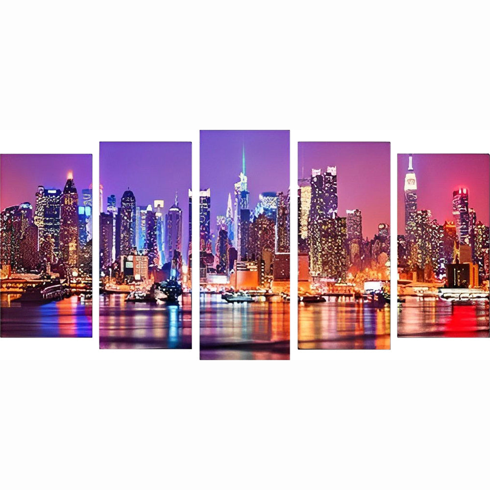 Manhattan Night Panorama 5 Pack Diamond Painting
