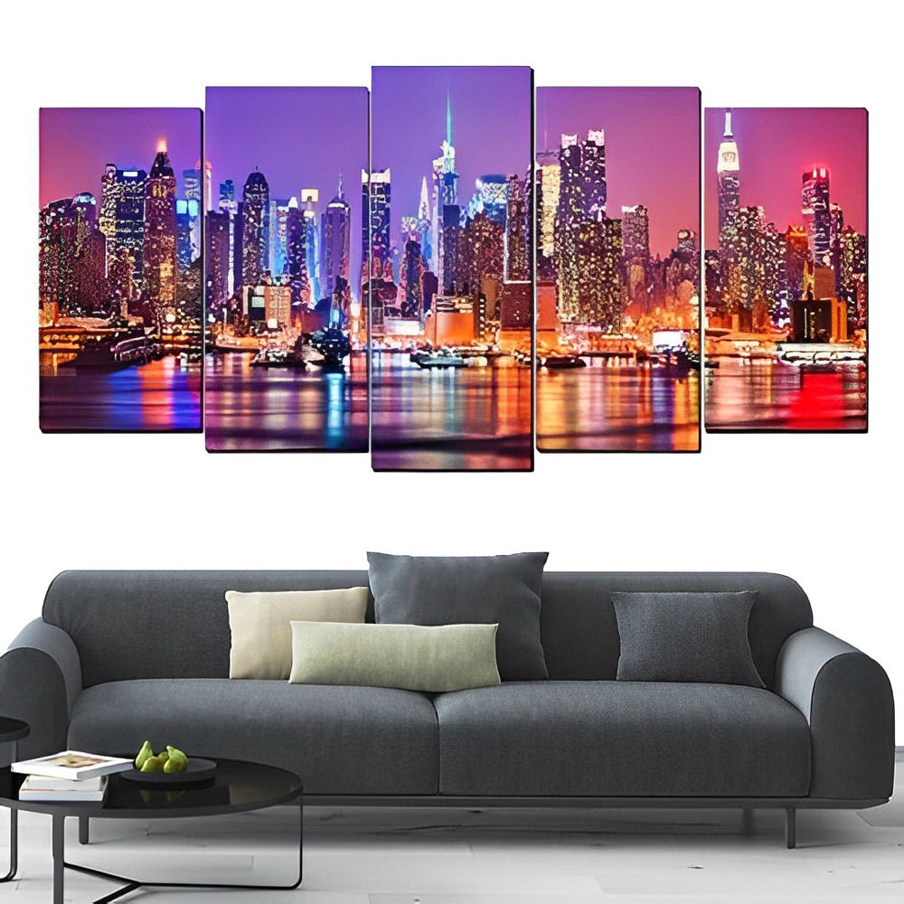 Manhattan Night Panorama 5 Pack Diamond Painting