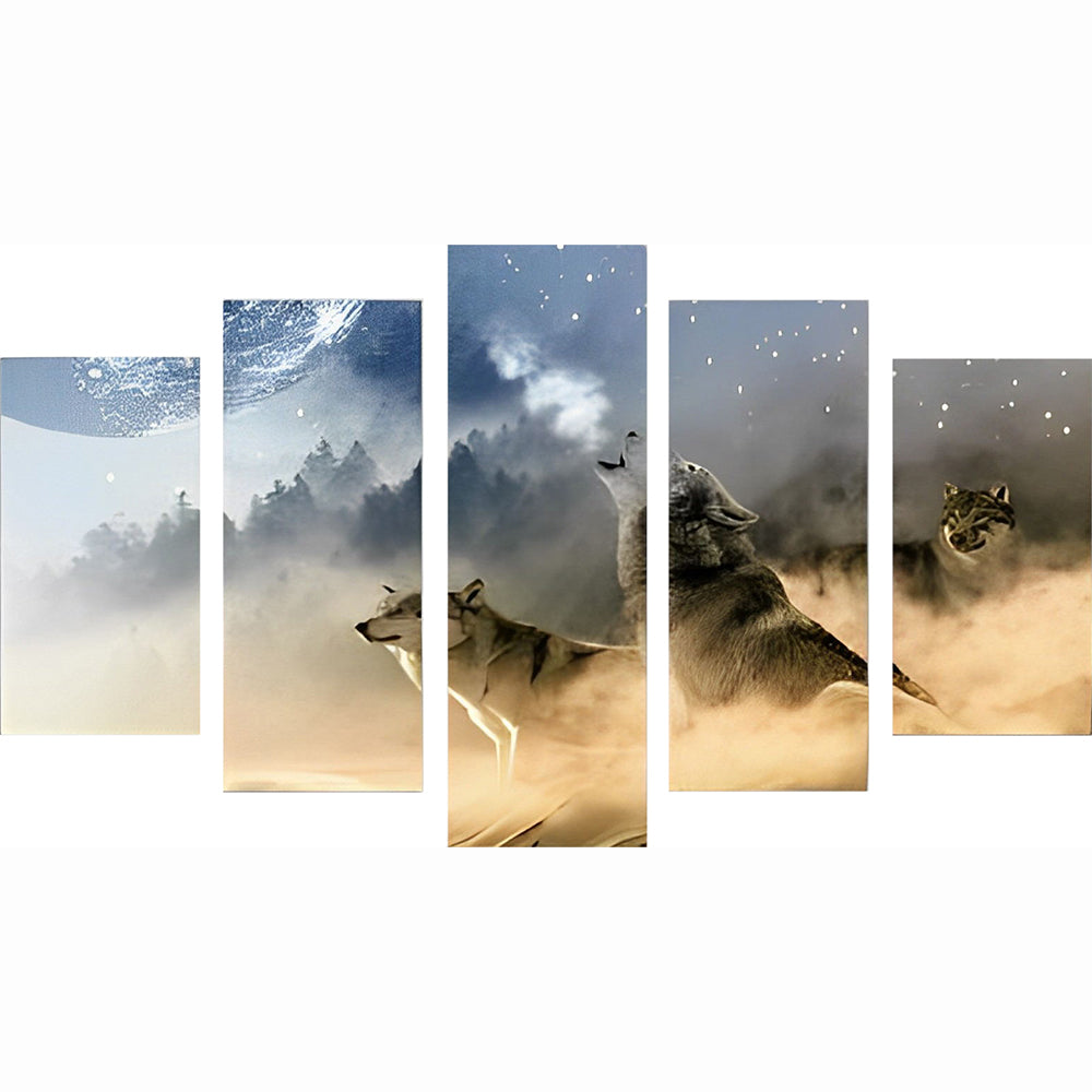 Two Howling Wolves and the Clouds 5 Pack Diamond Painting