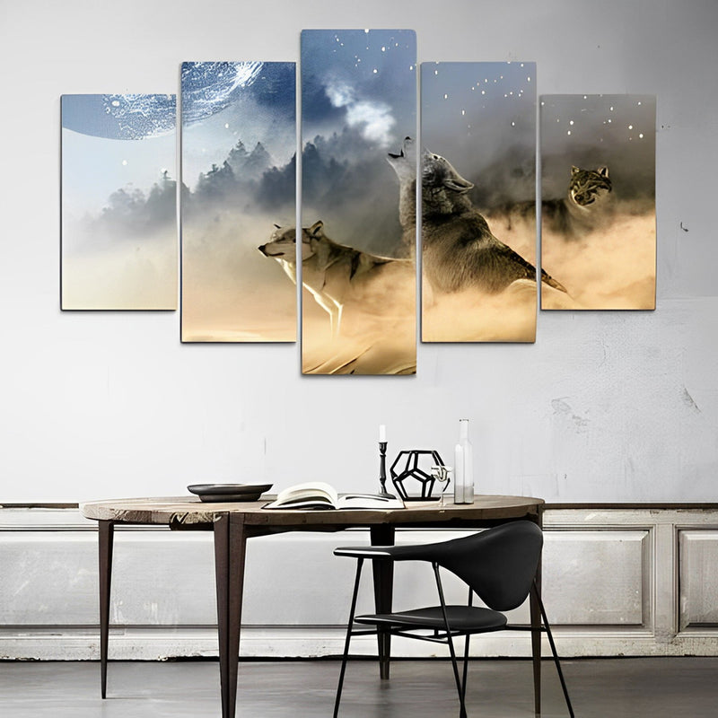Two Howling Wolves and the Clouds 5 Pack 5D DIY Diamond Painting Kits
