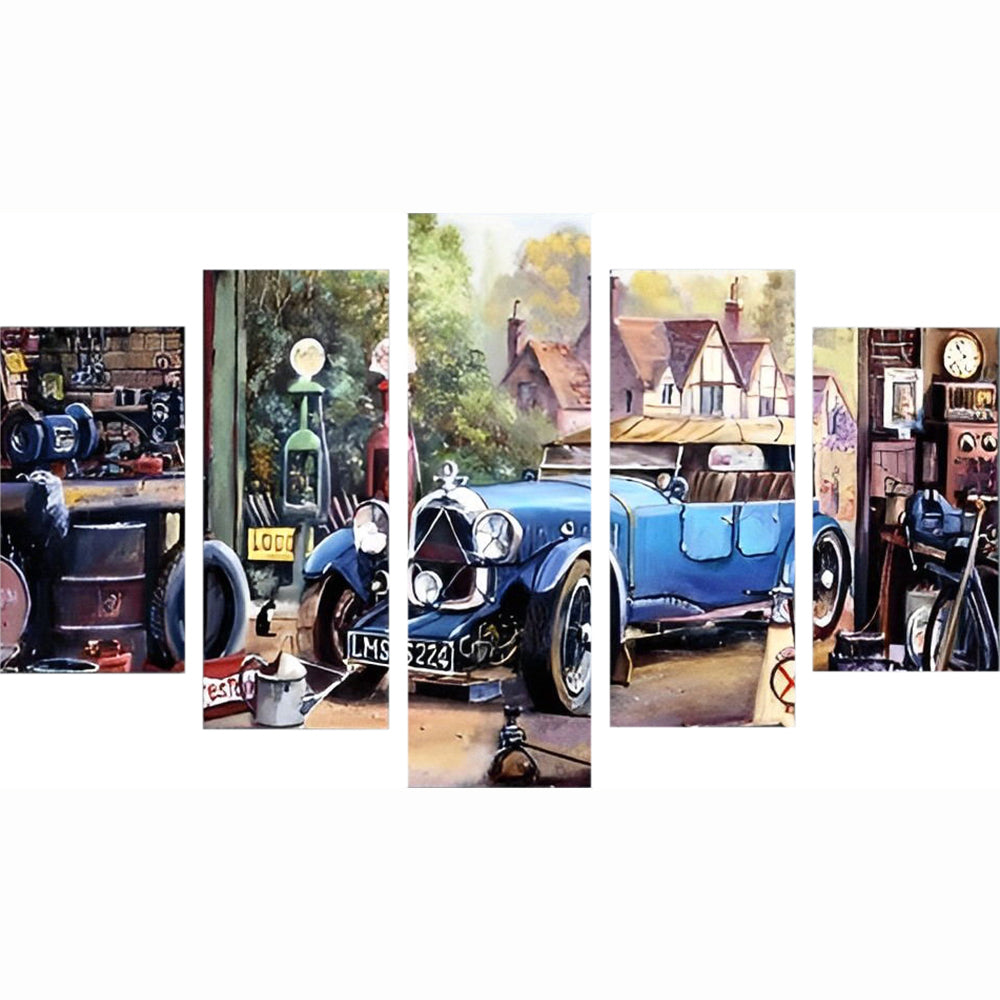 Blue Vintage Car 5 Pack Diamond Painting