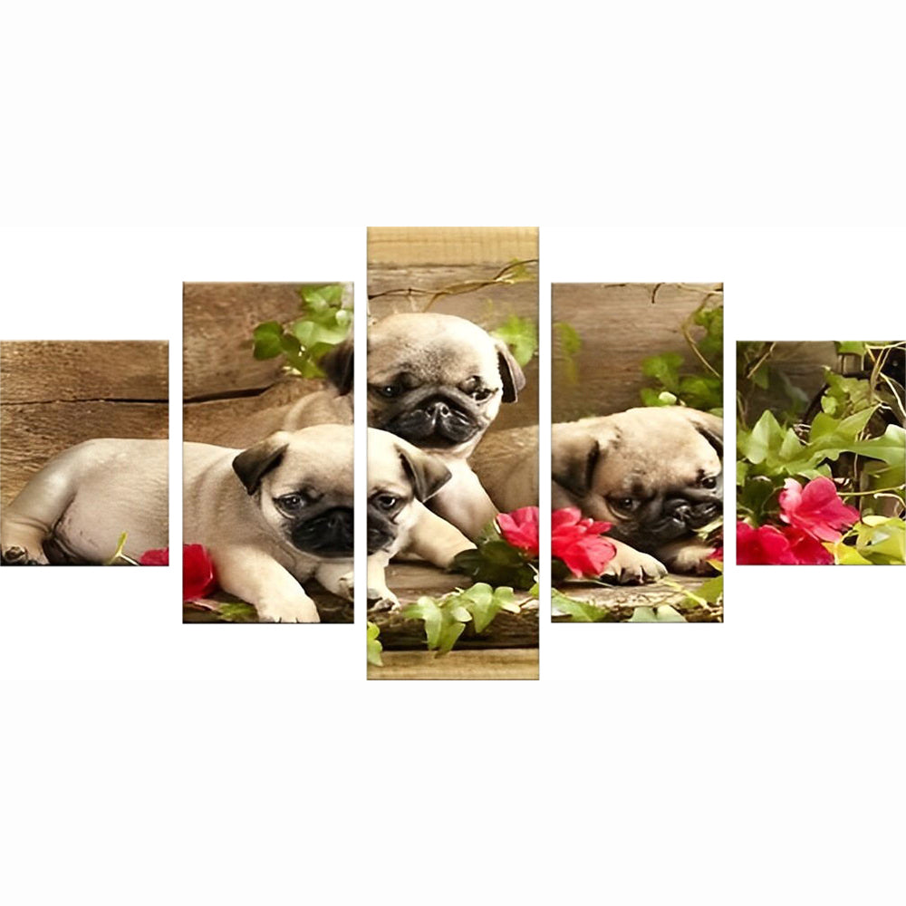 Three cute Pug puppies 5 Pack Diamond Painting