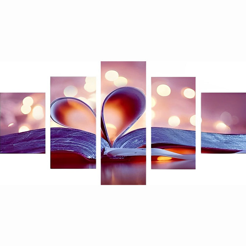 Book with Heart Shaped Leaves 5 Pack 5D DIY Diamond Painting Kits