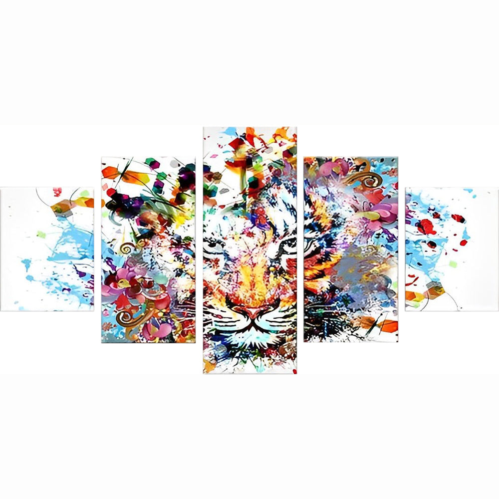 Yellow Red Tiger Abstract 5 Pack Diamond Painting