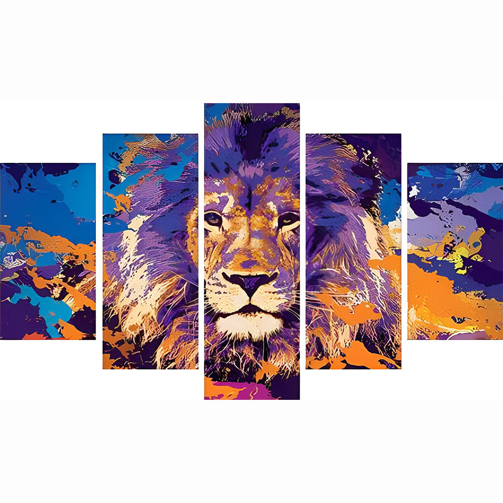 Purple & Orange Lion 5 Pack Diamond Painting